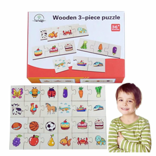 Set puzzle din lemn din 3 piese categorii de obiecte