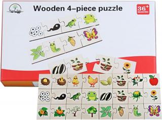 Set puzzle din lemn din 4 piese evolutia speciei