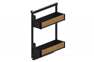 Cos jolly 200 mm Maxima PURO, soft-close, 12 kg, lemn + metal, stanga, negru mat