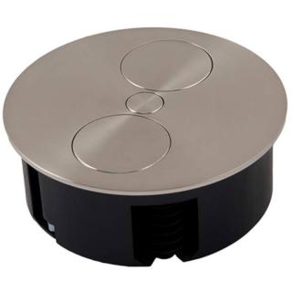 Priza incorporabila in blat TWIST 2S, 2xSchuko, cablu 2 m inclus, inox
