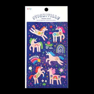 Abtibilduri holografice cu sclipici Stickiville Magical Unicorns