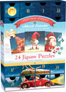 Calendar de Advent Animalutele si Craciunul, 24 puzzle-uri, 50 piese