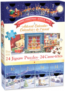 Calendar de Advent Craciun Fericit, 24 puzzle-uri, 50 piese