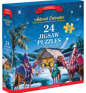 Calendar de Advent Nasterea, 24 puzzle-uri, 50 piese