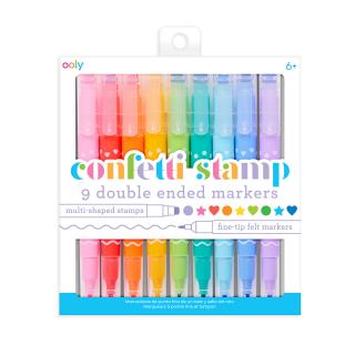 Carioci duble cu stampile Confetti Stamp - set de 9