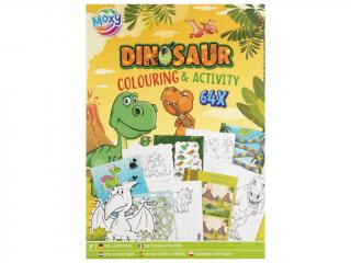 Carte cu activitati de colorat, dinozauri, A4, 64 pag, Moxy