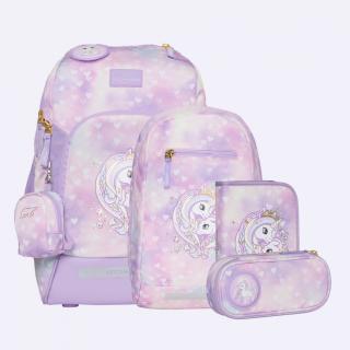 Ghiozdan, rucsac ergonomic cu perna de aer, set Active Air FLX 6 piese, Unicorn Princess Purple