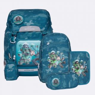 Ghiozdan, rucsac ergonomic, set clasic 6 piese, Jungle Game