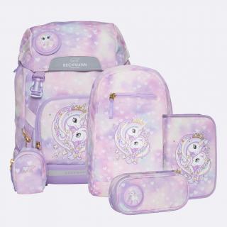 Ghiozdan, rucsac ergonomic, set clasic 6 piese, Unicorn Princess Purple