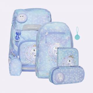 Ghiozdan, rucsac ergonomic, set clasic 7 piese, Unicorn Princess Ice Blue