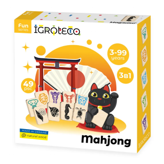 Joc Mahjong din lemn pentru copii, 49 piese