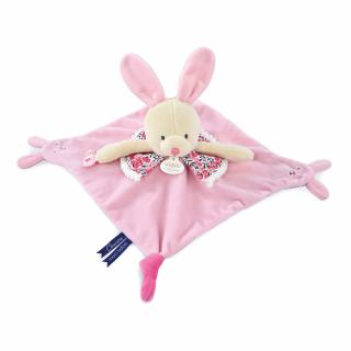 Marioneta Doudou    - iepuras de plus cu paturica, 30 cm, roz