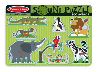 Melissa  Doug - Puzzle de lemn cu sunete Animale de la Zoo