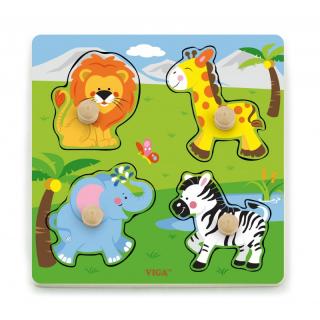 Puzzle cu manere - animale salbatice