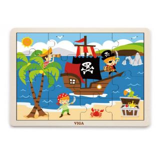 Puzzle din lemn din 16 piese - pirati