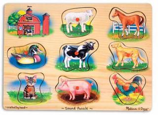 Puzzle lemn cu sunete Animale de la Ferma Melissa and Doug