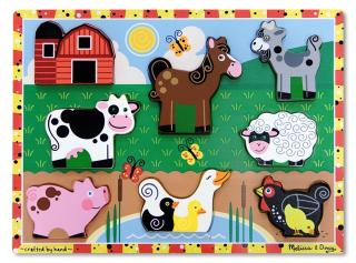 Puzzle lemn in relief Animale de ferma Melissa and Doug