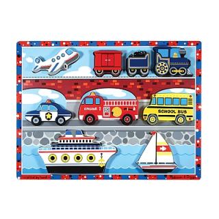 Puzzle lemn in relief Mijloace de transport Melissa and Doug