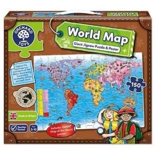 Puzzle si poster Harta lumii (limba engleza 150 piese) WORLD MAP PUZZLE  POSTER