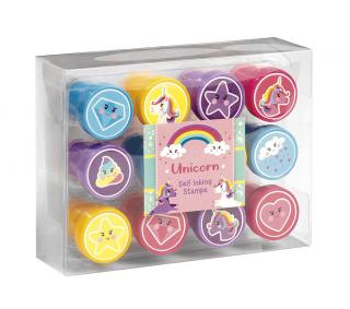 Set 12 stampile cu unicorni cu tus propriu