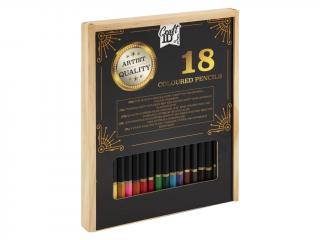 Set 18 creioane colorate, in cutie de lemn, Craft ID