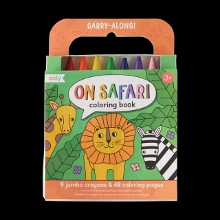 Set carte de colorat si creioane colorate - portabil, Safari