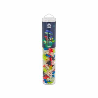 Set constructie Plus-Plus, tub 240 piese, Glow Mix, culori fluorescente