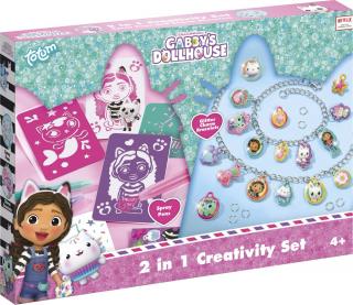 Set creativ 2 in 1, Bratari cu sclipici si carioci spray, Gabby s Dollhouse