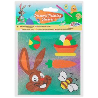 Set creativ cu tematica Paste, Creeaza abtibilduri cu tehnica dimond painting, Iepuras