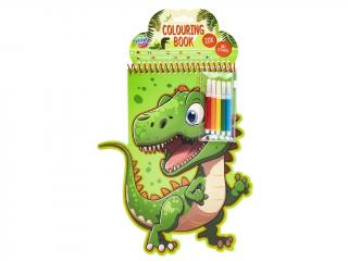 Set creativ de colorat, carte in forma de animal, abtibilduri si markere, dinozaur