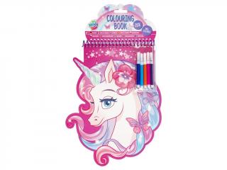 Set creativ de colorat, carte in forma de animal, abtibilduri si markere, unicorn