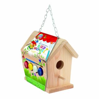 Set creativ DIY de pictat, din lemn, Casuta pasarelelor