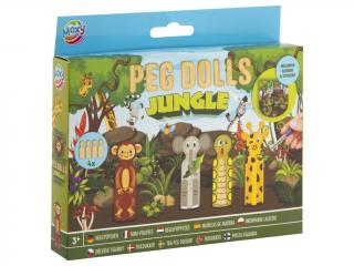 Set creativ DIY, Figurine din lemn, Peg Dolls, Jungla