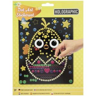 Set creativ Mozaic cu abtibilduri holografice, Dot Art, cu tematica Paste, pui