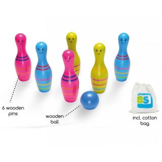 Set de bowling din lemn Skittles Jr., BS Toys