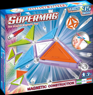 Set de constructie magnetic de baza Supermag Trendy 35 piese