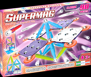 Set de constructie magnetic Supermag Color 98 piese