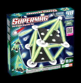 Set de constructie magnetic Supermag Glow 48 piese