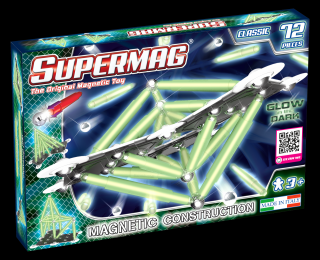 Set de constructie magnetic Supermag Glow 72 piese