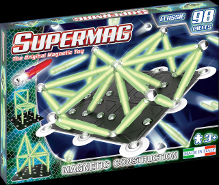 Set de constructie magnetic Supermag Glow 98 piese