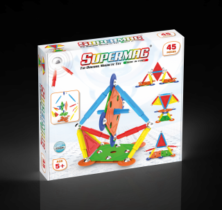 Set de constructie magnetic Supermag Projects Multicolor 45 piese