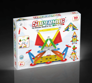 Set de constructie magnetic Supermag Projects Multicolor 60 piese