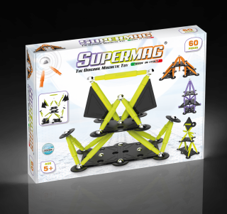 Set de constructie magnetic Supermag Projects Tehnicolor 60 piese