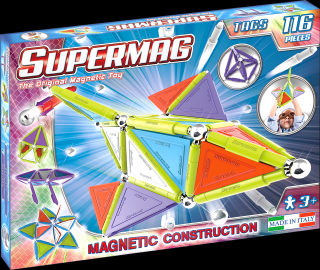 Set de constructie magnetic Supermag Trendy 116 piese