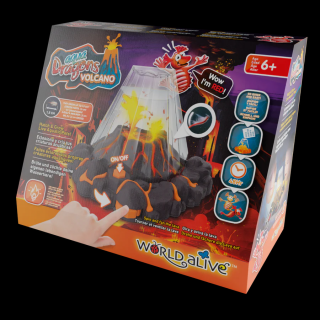 Set educativ STEM - AQUA DRAGONS    Habitat VULCAN cu lava - acvariu cu LED si Aqua Dragons rosii