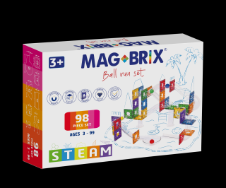 Set magnetic Magblox - 98 piese, circuit cu bile - Magbrix Marble Run