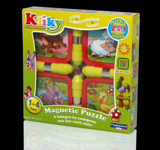 Set magnetic pentru bebelusi Supermag Kliky - Animale ferma 8 piese