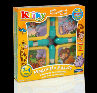 Set magnetic pentru bebelusi Supermag Kliky - Animale jungla 8 piese