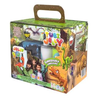 SET TUBI JELLY (gel modelator) cu 6 culori si acvariu mic ,       DINOZURI