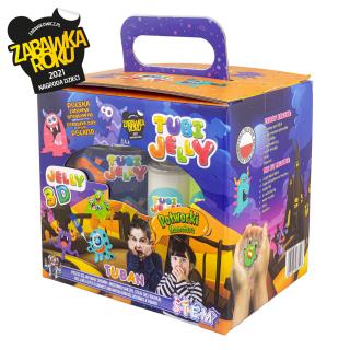 SET TUBI JELLY (gel modelator) cu 6 culori si acvariu mic ,       MONSTRUI
